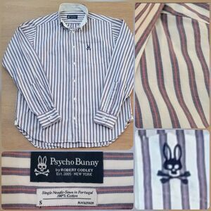 Psycho Bunny Oxford Single Needle Cotton Size Small Men Long Sleeve Stripe Shirt